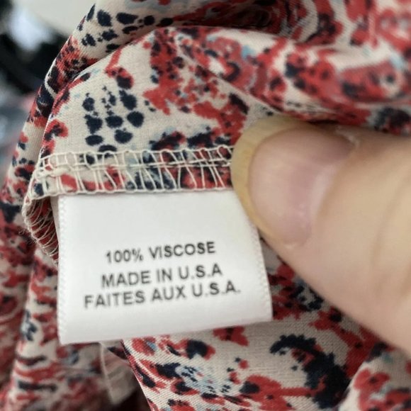 Misa Los Angeles Red/White/Blue Floral Print ZALTANA Embroidered Top, Medium - Picture 6 of 6